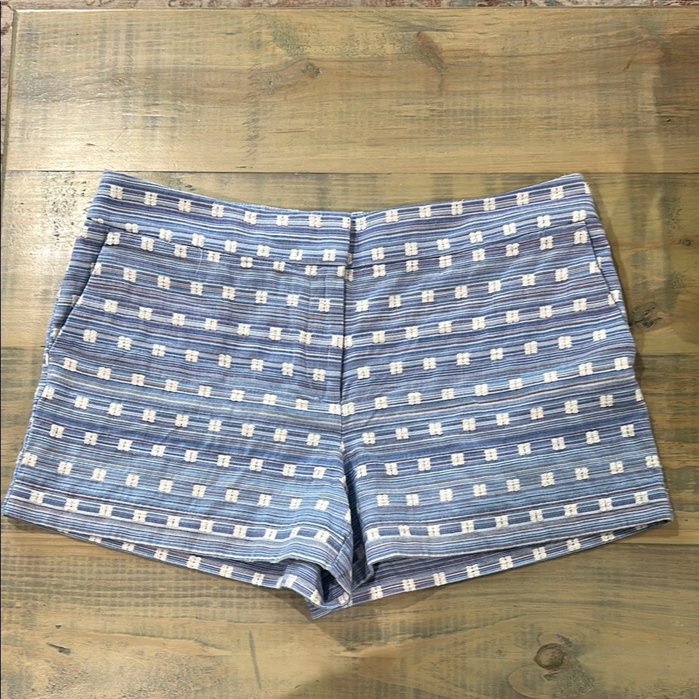 LOFT Blue and White Shorts with Geometric Pattern